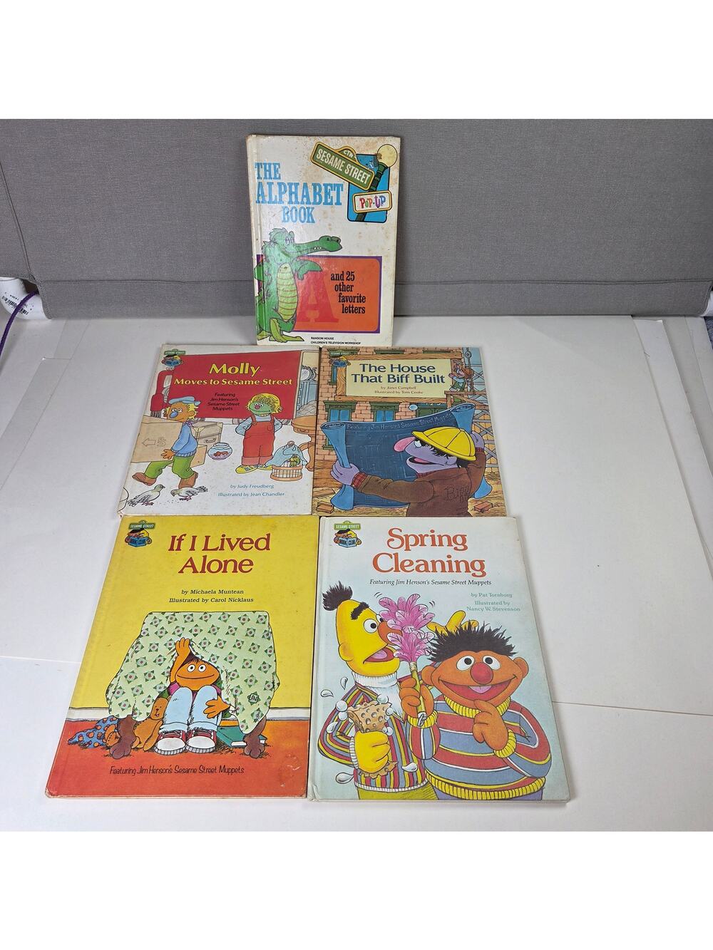 Sesame Street Vintage Book Lot 5 HC Books w Pop-Up Alphabet Book 1977